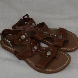 Bernardo Brown Leather Studded Gladiator Sandals